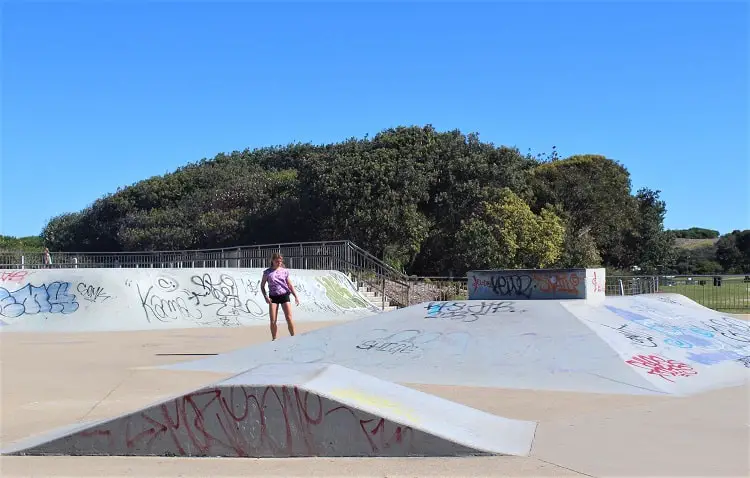 Girl on a skateboard at MAroubra skate park.