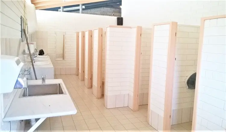 Communal bathroom at an Australian hostel.