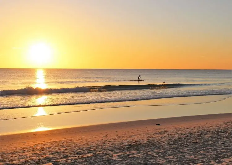 Beautiful sunset at Scareborough Beach in Perth, Australia.
