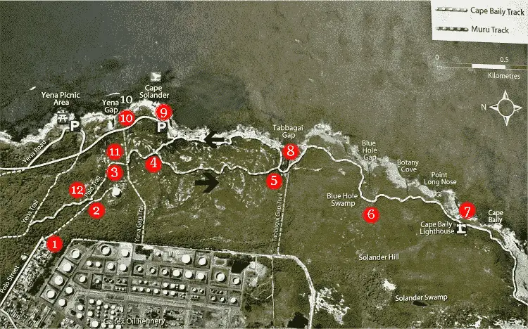 Map of Kamay Botany Bay National Park walking tracks.