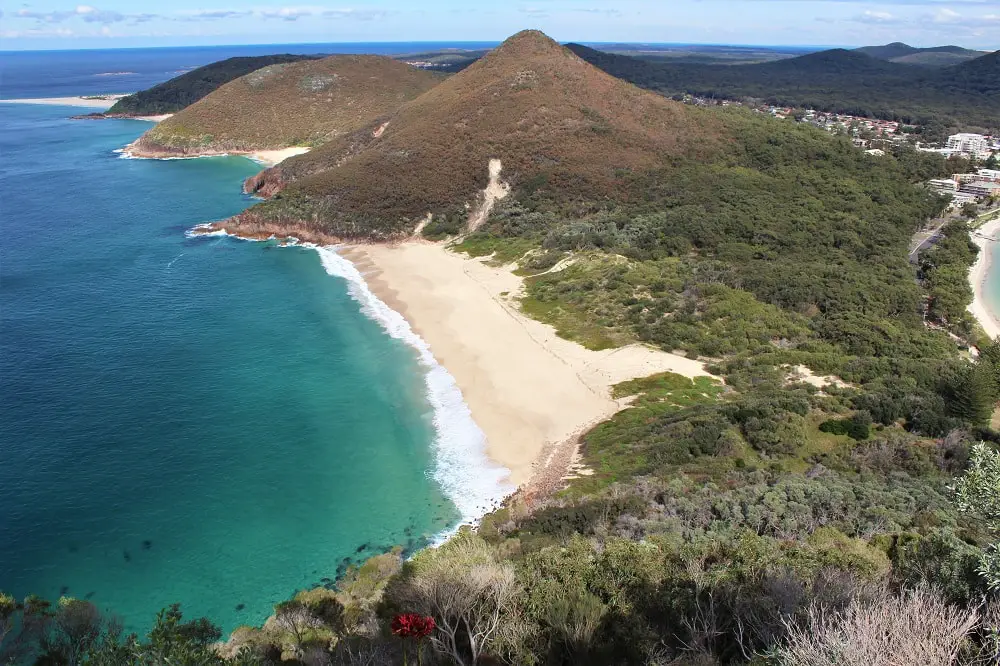 Looking down on Zenith Beach from the lookout at Tomaree National Park, NSW.