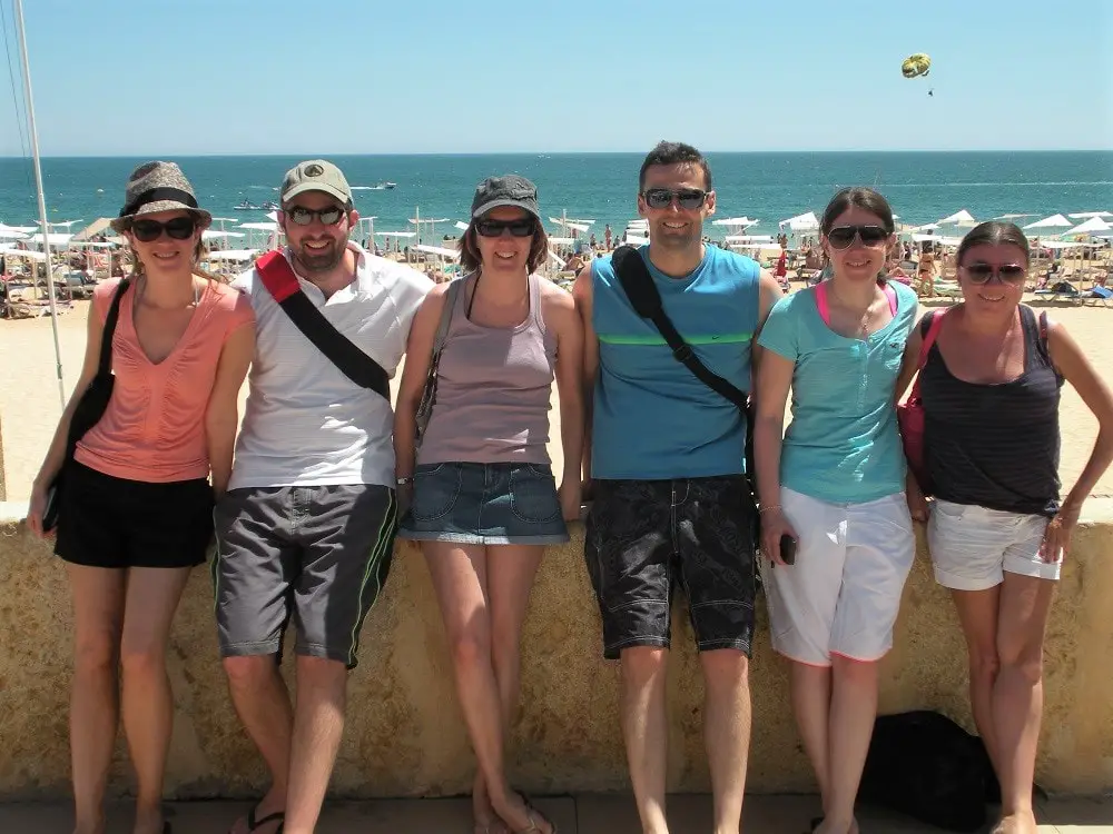 Group of friends at a beach in Portugal.