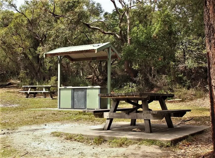 Barbecues and picnic tables at Wattamolla Reserve.