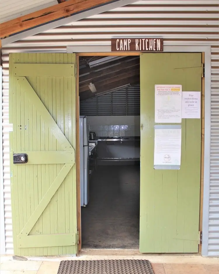 Entrance to the camp kitchen at Margaret River eco-campground RAC.