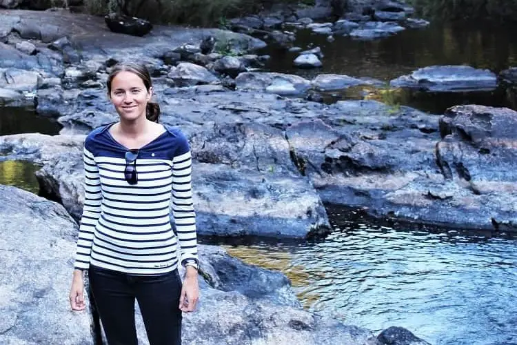 Blogger Lisa Bull at The Cascades in Pemberton, Western Australia.