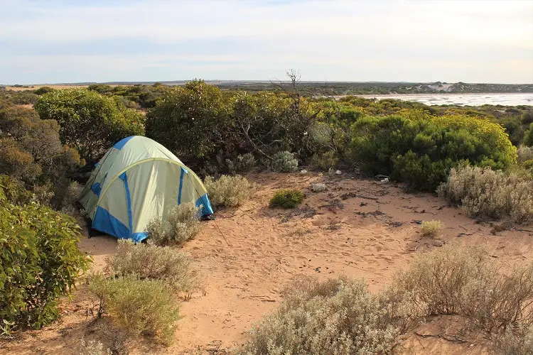 A tent in the wilderness whilst crossing the Nullarbor Plain, Australia.