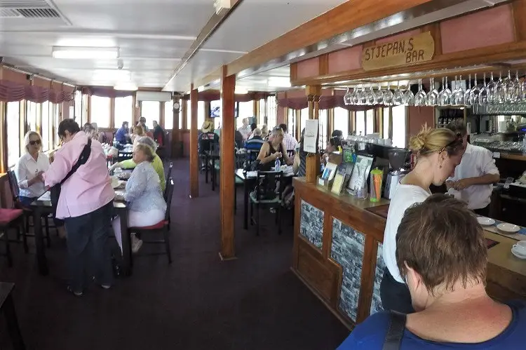 Inside the Captain Proud Murray River paddle boat.