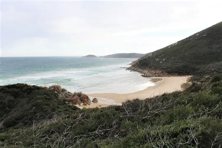 Looking down on Whisky Bay in Australia.
