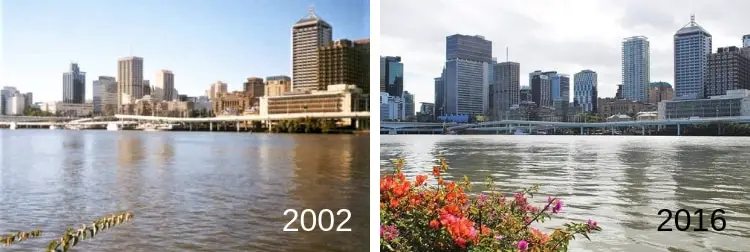 How the Brisbane skyline has changed since 2002.