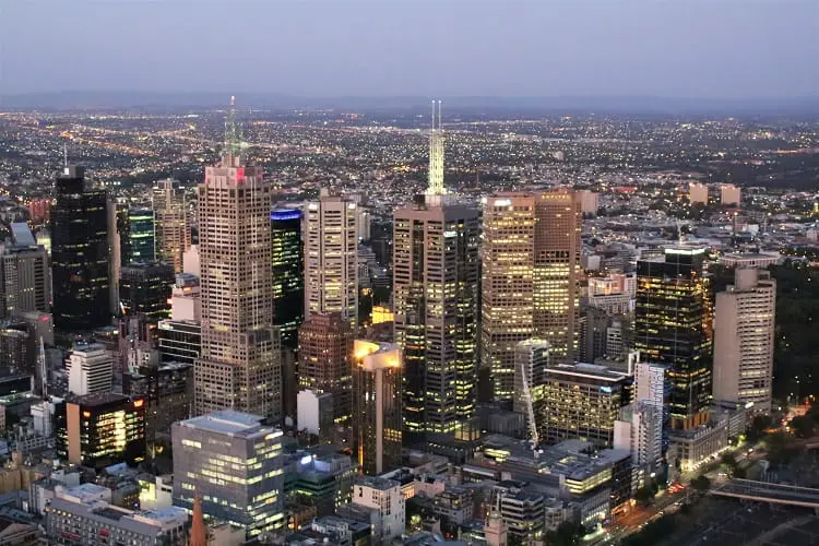 Melbourne city at night - learn about living in Melbourne.