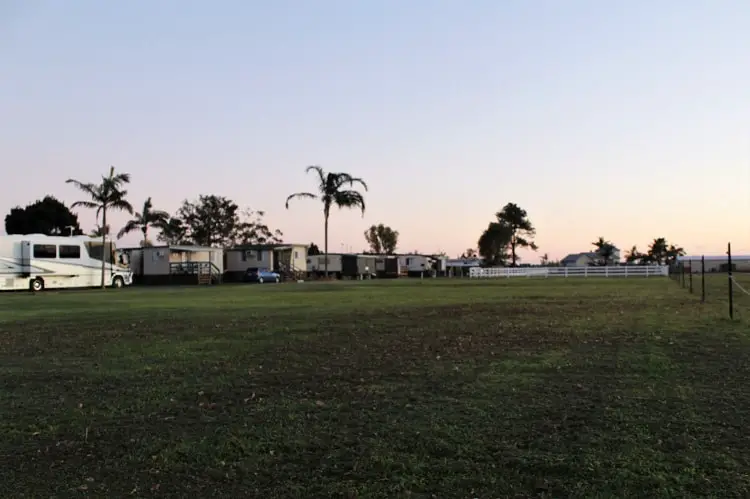 Fishing Haven Holiday Park in Yamba at sunset.