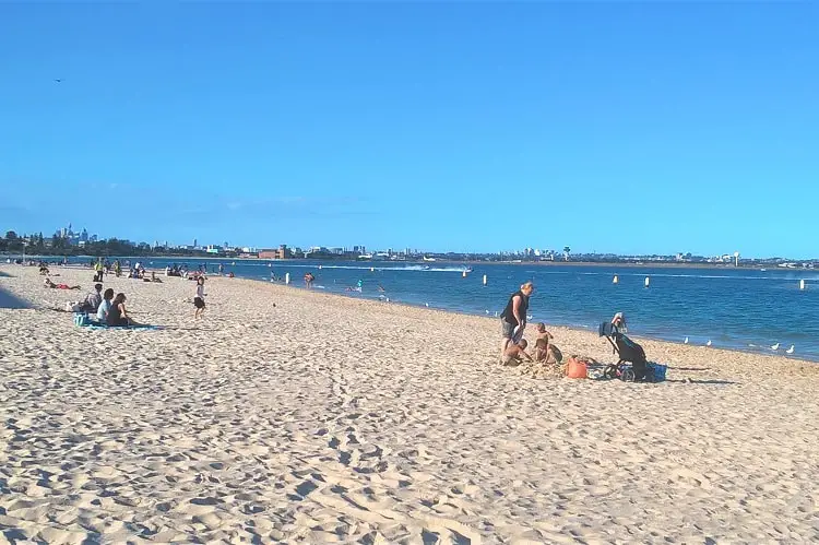 Sunny day at Brighton-Le-Sands Beach in south Sydney.