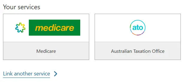 Screenshot of entering Medicare online via a myGov account in Australia.