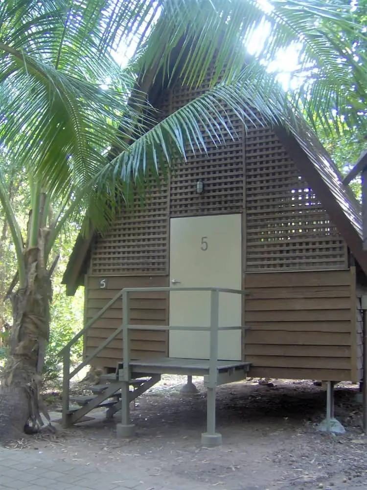 Wooden hut accommodation at Bungalow Bay Koala Villlage Hostel on Magnetic Island.