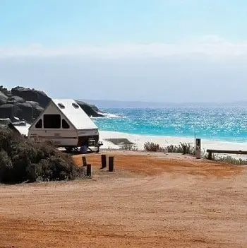 Caravan next to the sea in Shelley Beach, Western Australia.