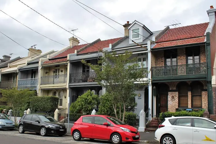 Typical Victorian terraces in Sydney: one of the most common Australian house styles.