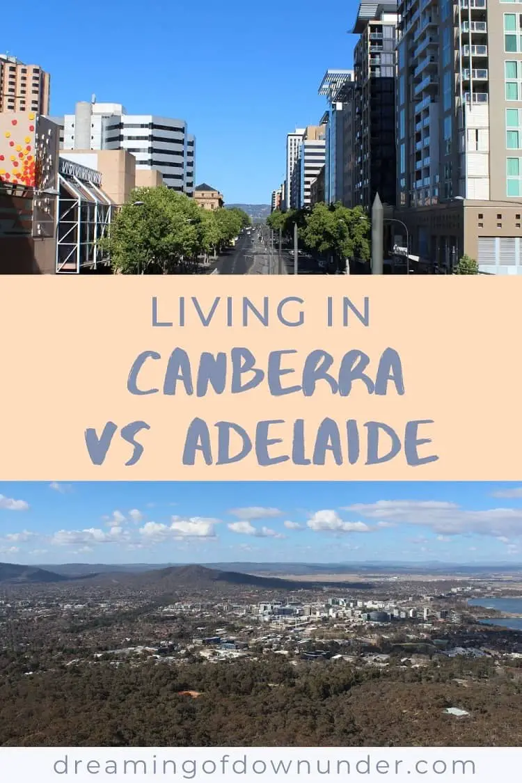 Compare Adelaide vs Canberra living in this city comparison.