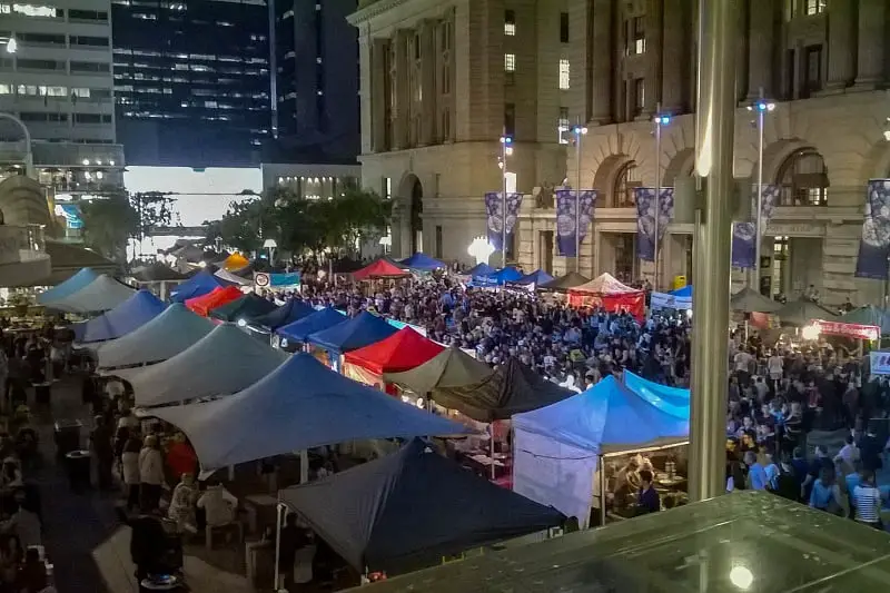 Crowds at Twilight Market in Perth CBD.