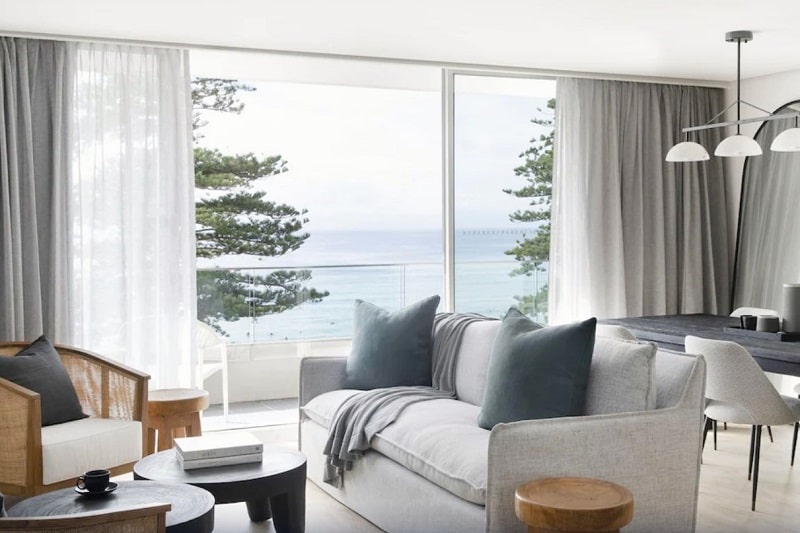 Beautiful studio overlooking the ocean at luxury Manly Pacific MGallery Hotel in Sydney.