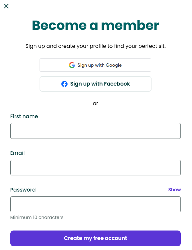 Joining form to fill in after using a Trusted Housesitters coupon code.
