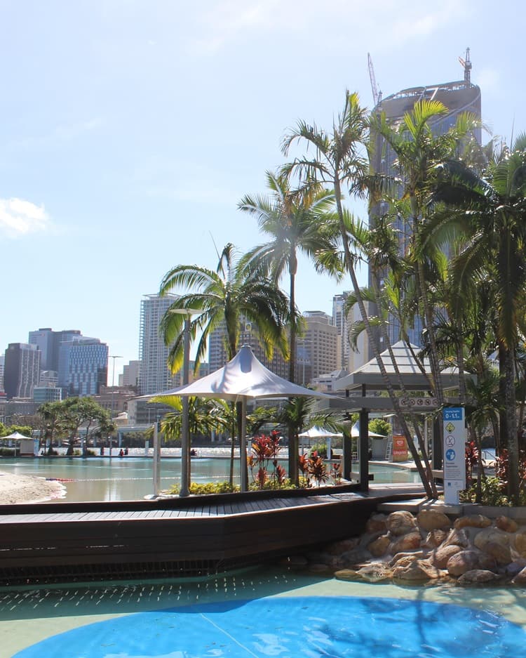Lagoon at Streets Beach in Brisbane, Australia.