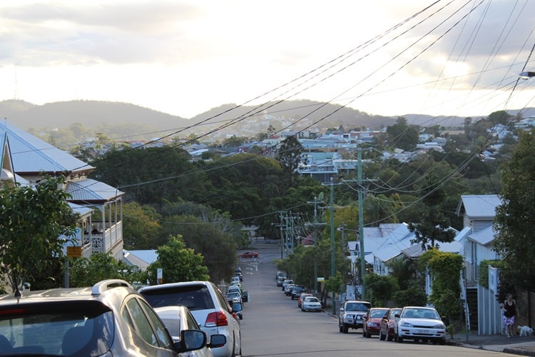 Residential street in Brisbane, Australia.